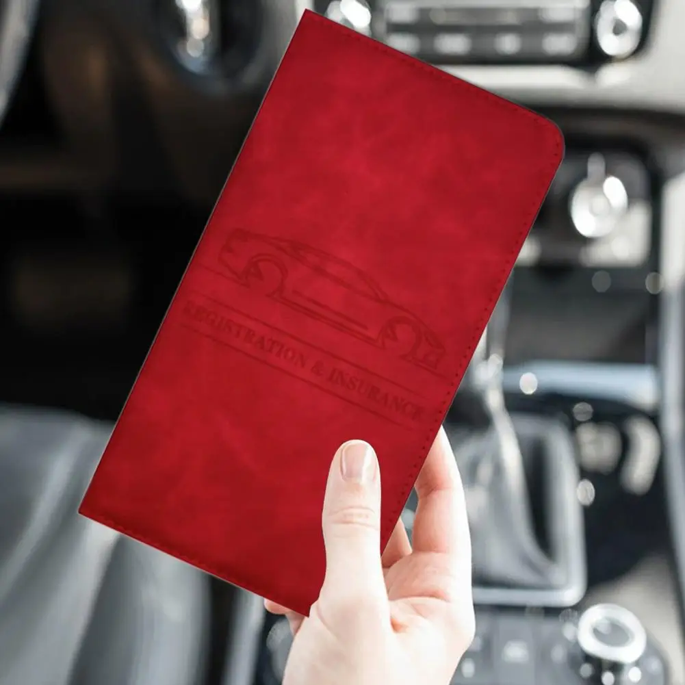PU-Leder Kfz-Zulassungs- und Versicherungskartenhalter Führerscheinhülle Auto-Dokumenten-Aufbewahrungstasche – Detail 11