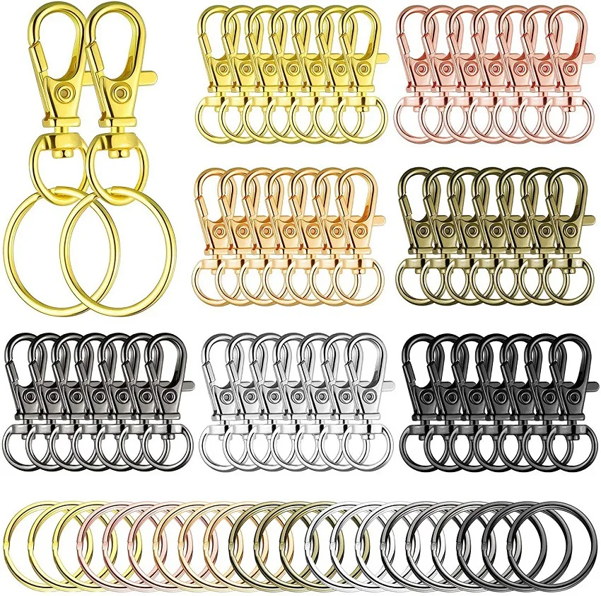

50PCS Swivel Snap Hooks With Key Rings Metal Swivel Lobster Claw Clasps In Clasps In Assorted Sizes (Large, Medium, Small)