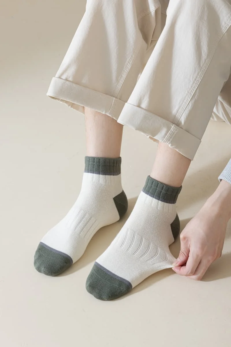 Calcetines Clásicos para Hombre con Bloques de Color, Calcetines Casuales Transpirables de Algodón Suave, Adecuados para Zapatillas, Mocasines, Uso Diario