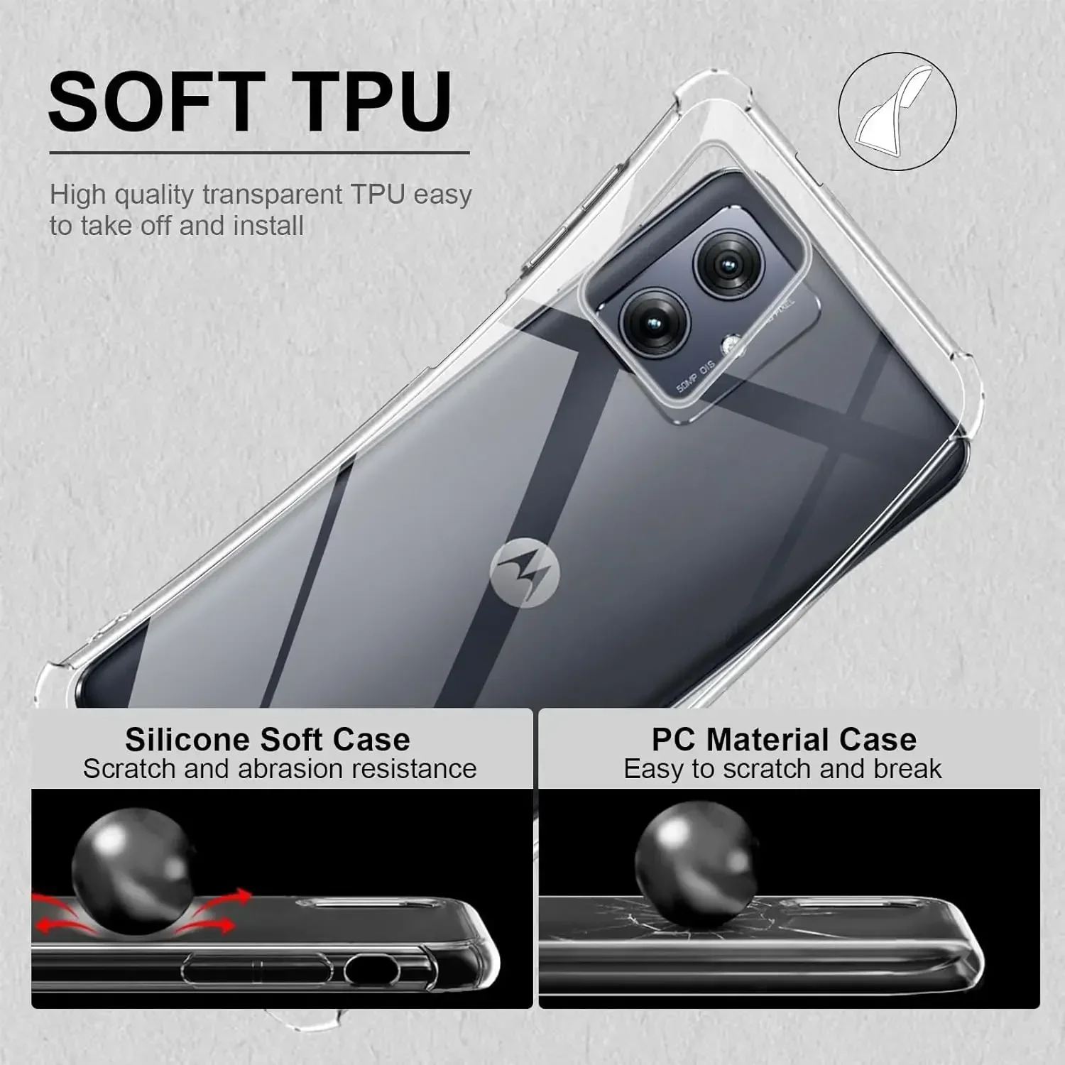 Clear Shockproof Phone Case For Motorola Moto G24 G34 G04 G14 G54 5G G84 5G G13 G23 G53 G73 Case Back Cover Slim TPU Thick Shell