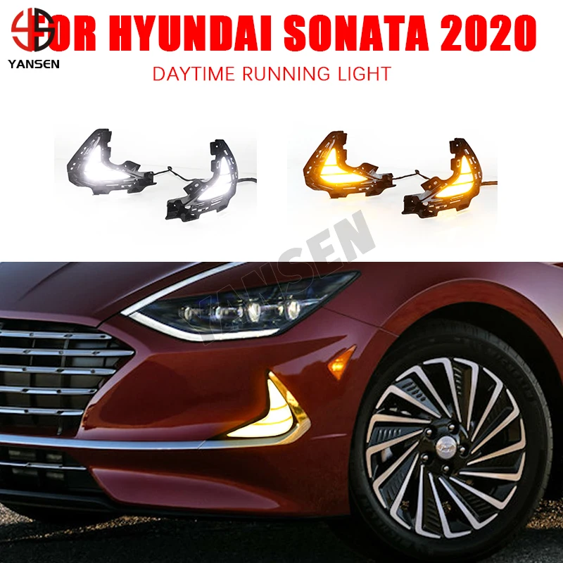 

2 шт. для Hyundai Sonata 2020-2021 светодиодные дневные ходовые огни DRL с указателем поворота