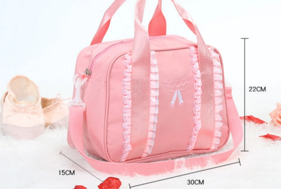 Personalized Pink Lace Girl Dance Bag Embroidery Dance Ballet Bag Baby Ballet Bag Children\'s Gymnastics Shoulder Bag