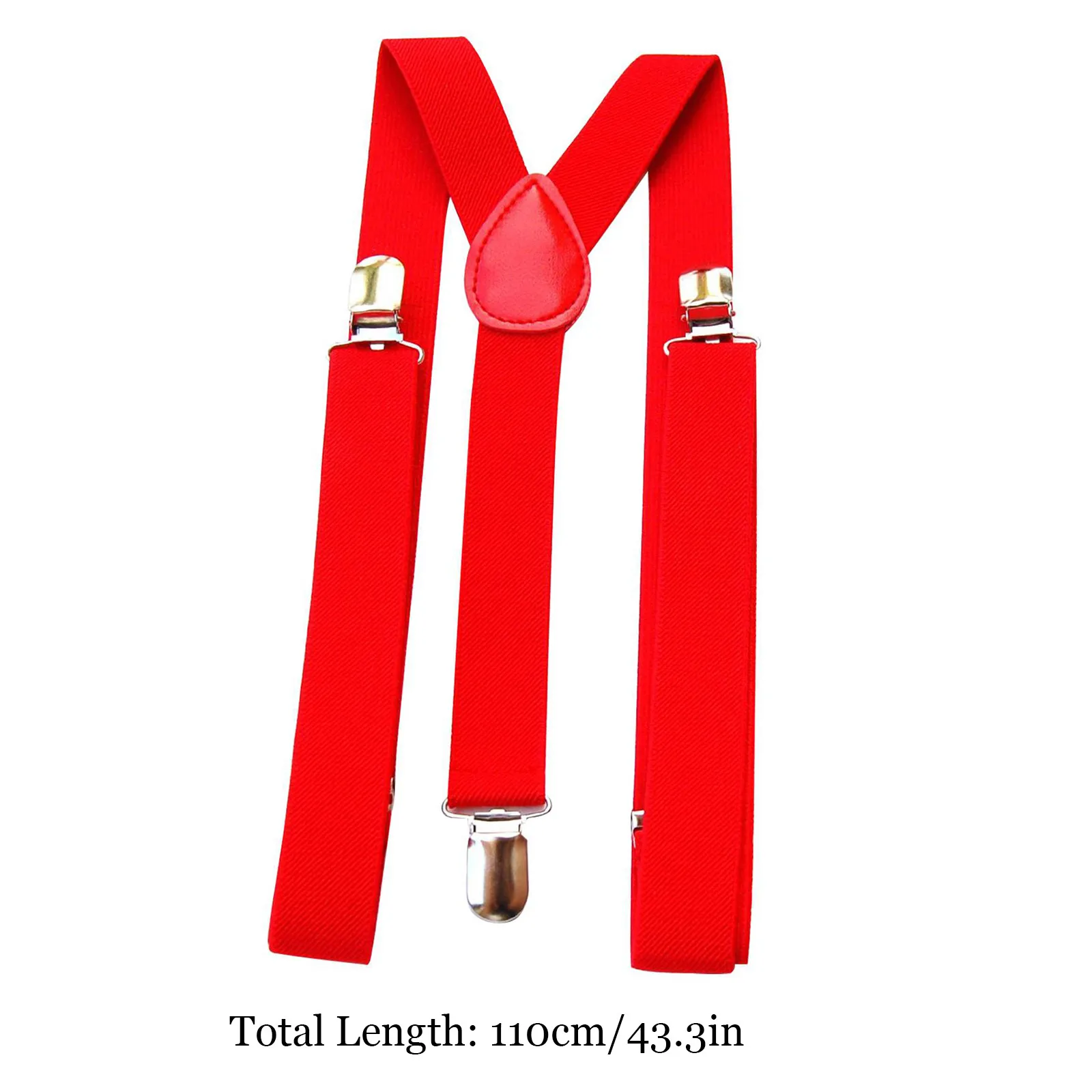 1 Clips Red Colored Men's Suspenders for men  110cm  Women's pants X With adjustable Elastic Trouser Braces Straps grey