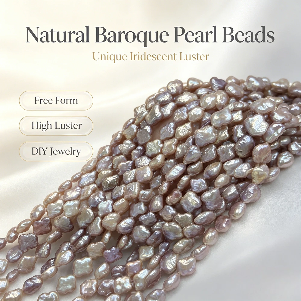 Natural Freshwater Pearl Baroque Purple 10-11mm FourLeaf Clover Isolate Bead Jewelry MakeDIY Necklace Bracelet Accessories Women