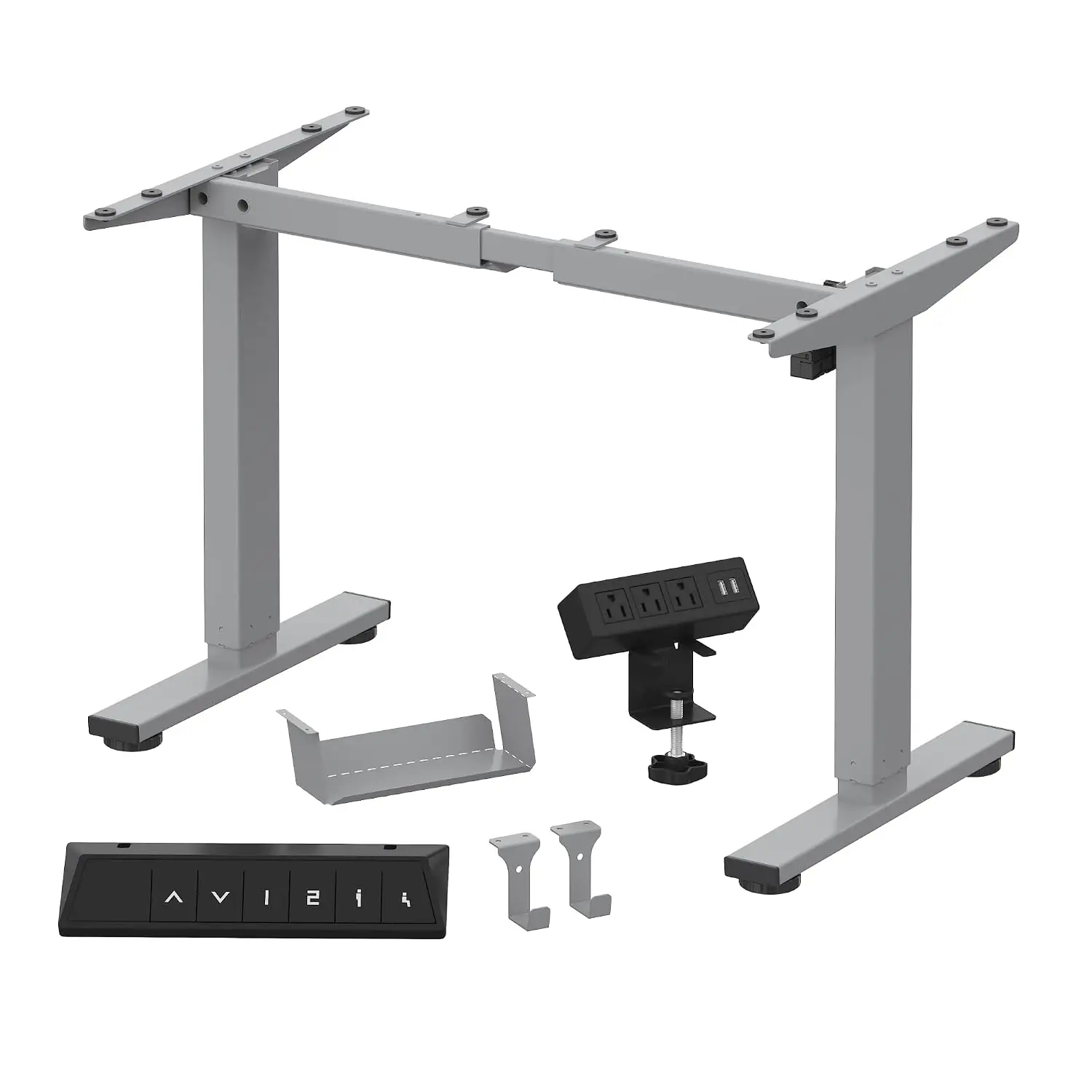 Electric Standing Desk Frame Gray Sit Stand Adjustable Height Base Memory Controller Cable Tray Clamp Power Strip, Customized