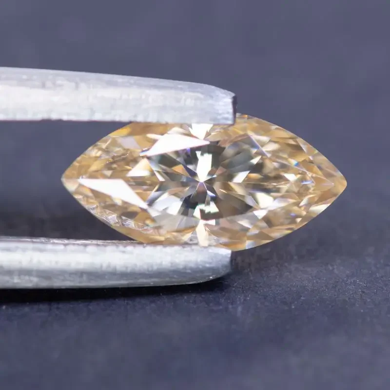 Moissanite Stone Marquise Shape Tea Yellow Natural Color Charms DIY Ring Necklace Earrings Main Materials with Certificate
