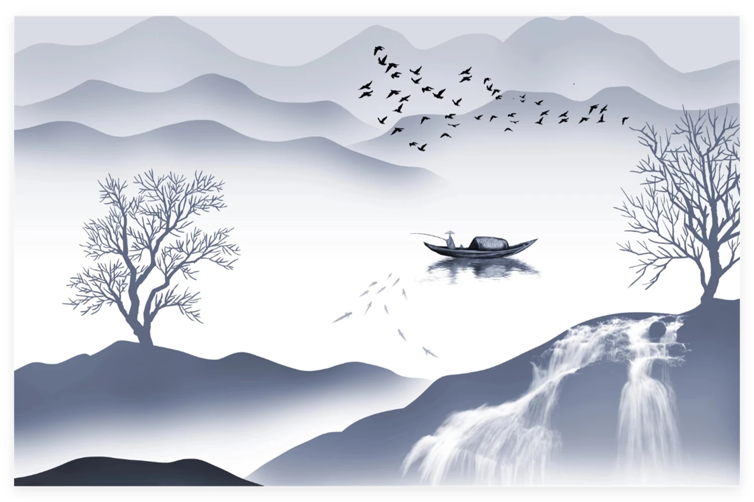 

Обои на заказ с изображением китайских цветов, птиц, веток, павлинов, растений тропического леса, попугаев, банановых деревьев.