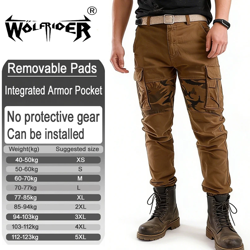 Abrasion resistance motorcycle pants anti slip anti fall riding for work commute safety with armor pockets armor not included052