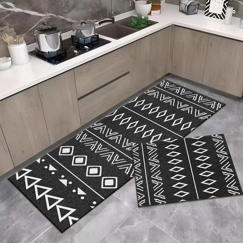 VIKAMA Crystal Velvet Kitchen Floor Mat Home Anti-Slip, Oil-Proof, Water-Proof Mat, Dirt-Resistant No-Cleaning Carpet Home Decor