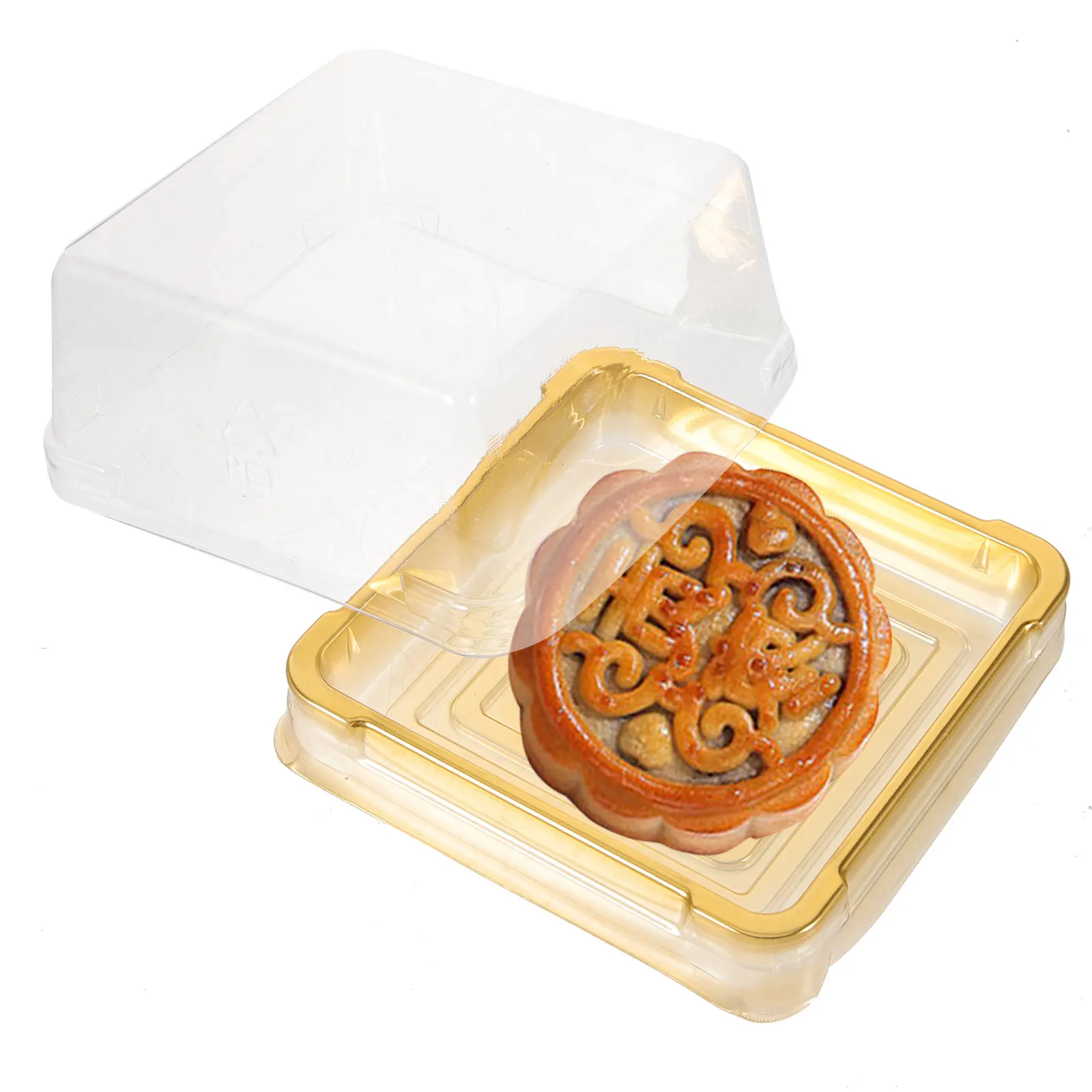 

50pcs Mooncake Packaging 100g Bottom Reusable Plastic Mini Cupcake Container Dessert Packing Muffin Box Household