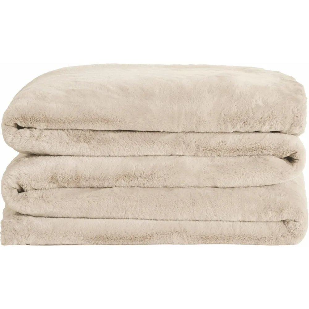 Artificial blanket, large and lightweight, machine washable, adds softness to the bed or sofa, beige teddy bear