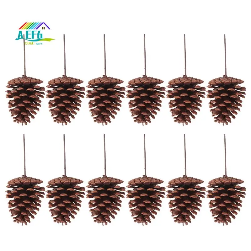 

AEF6-12 шт., рождественские сосновые шишки, средние сосновые шишки, выборки с проволочными стеблями, высота 8,3 дюйма на Рождество