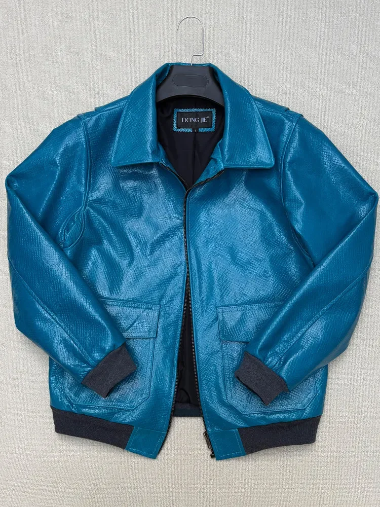 High-end first-layer embossed cowhide leather jacket men's A2 air force flight suit leather jacket pure