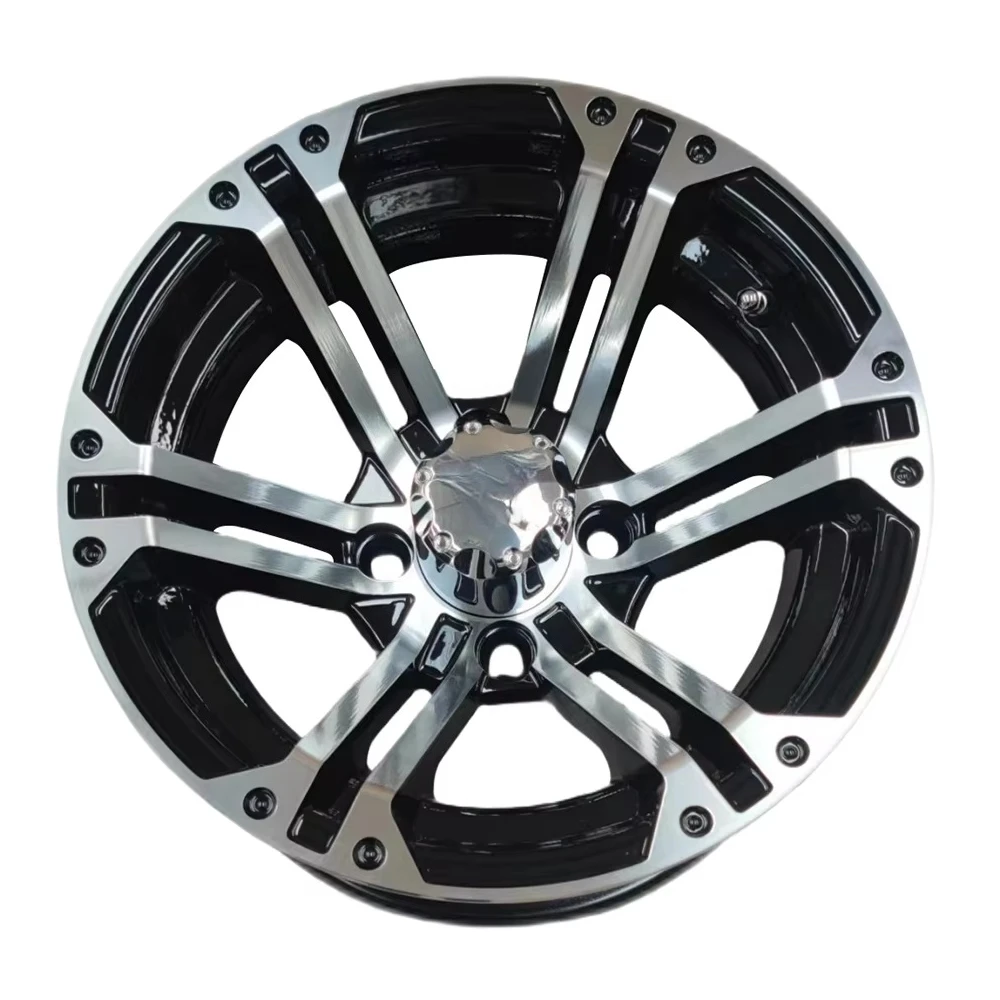 

New bright black aluminium cart wheels NBR12-03B for replacement/repair (12x7 - 4 - 101.6-70 - naga tive 12)