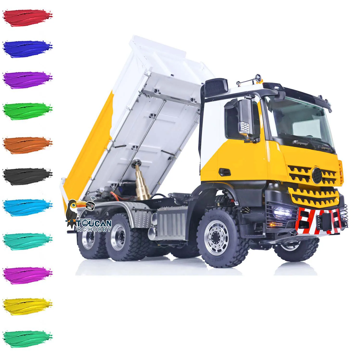 

LESU Metal 1/14 6x6 RC Hydraulic Dumper Truck With K3363 Cabin Remote Control 3-Axles 3-way Painted Tipper Dump Assembled Car