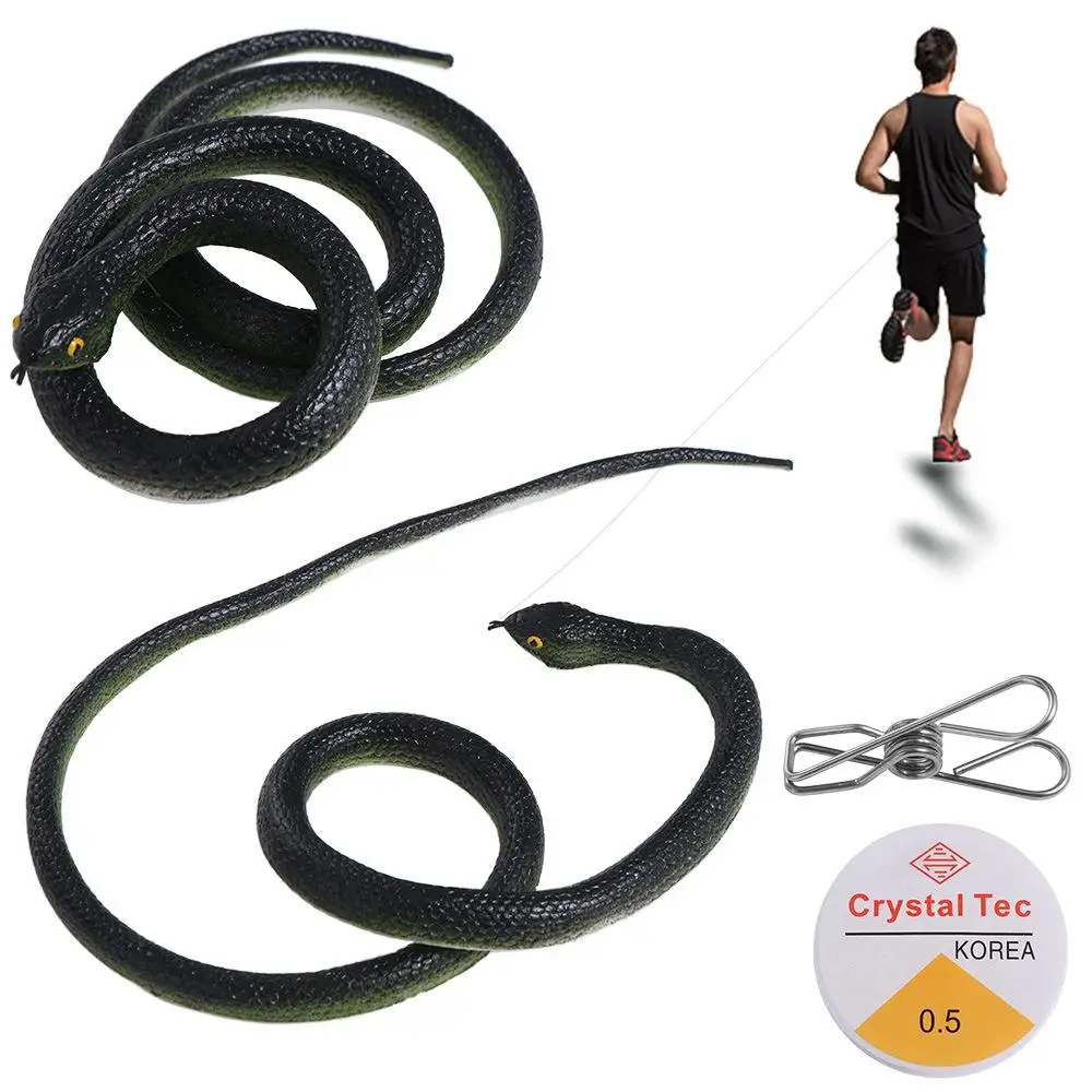 Simulation Snake Snake Prank Large Funny Gift Fake Snake Model Practical Joke with String Clip Scary Tricky Toy Outdoor