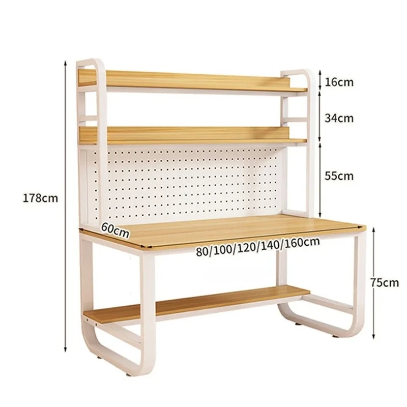 Modern Desktop Computer Table with Perforated Board Small Apartment Student Study Table Writing Desk with Bookshelf Integrated