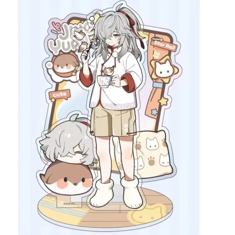 "مستوى مظهر عالي 'جينغيوان، رين' ديكور طاولة قائم من الأكريليك هدية قابلة للجمع للعبة "هونكاي: ستار ريل"