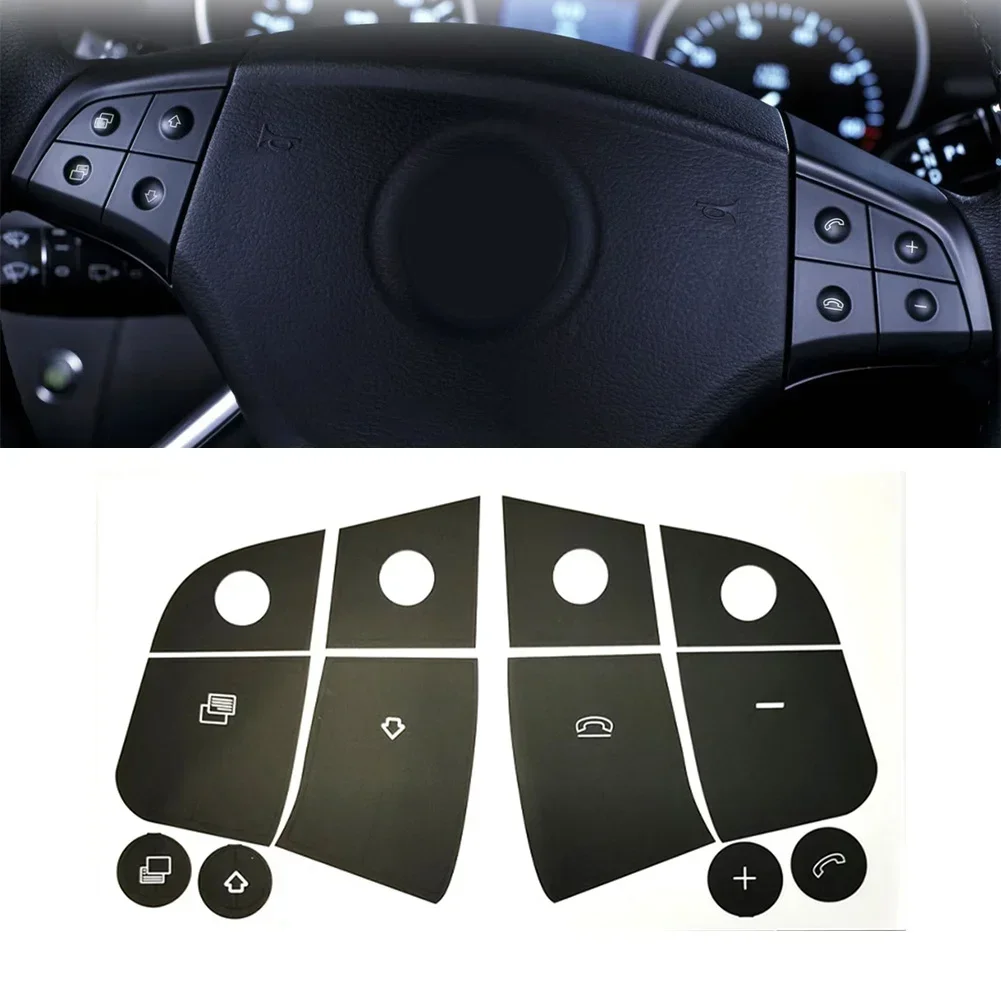 Car Interior Button Repair Decal Sticker For Mercedes-Benz W251 W164 Steering Wheel Button Repair Sticker High Grade Vinyl Black