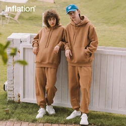 INFLATION 남성용 따뜻한 벨벳 트랙수트, 캐주얼 단색 스웨트팬츠 세트, 유니섹스 조깅 수트, 겨울