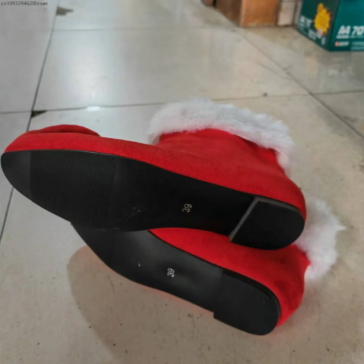 Botas de camurça de natal com cascabos verde vermelho papai noel capa de pele inverno sapatos elfos halloween role play