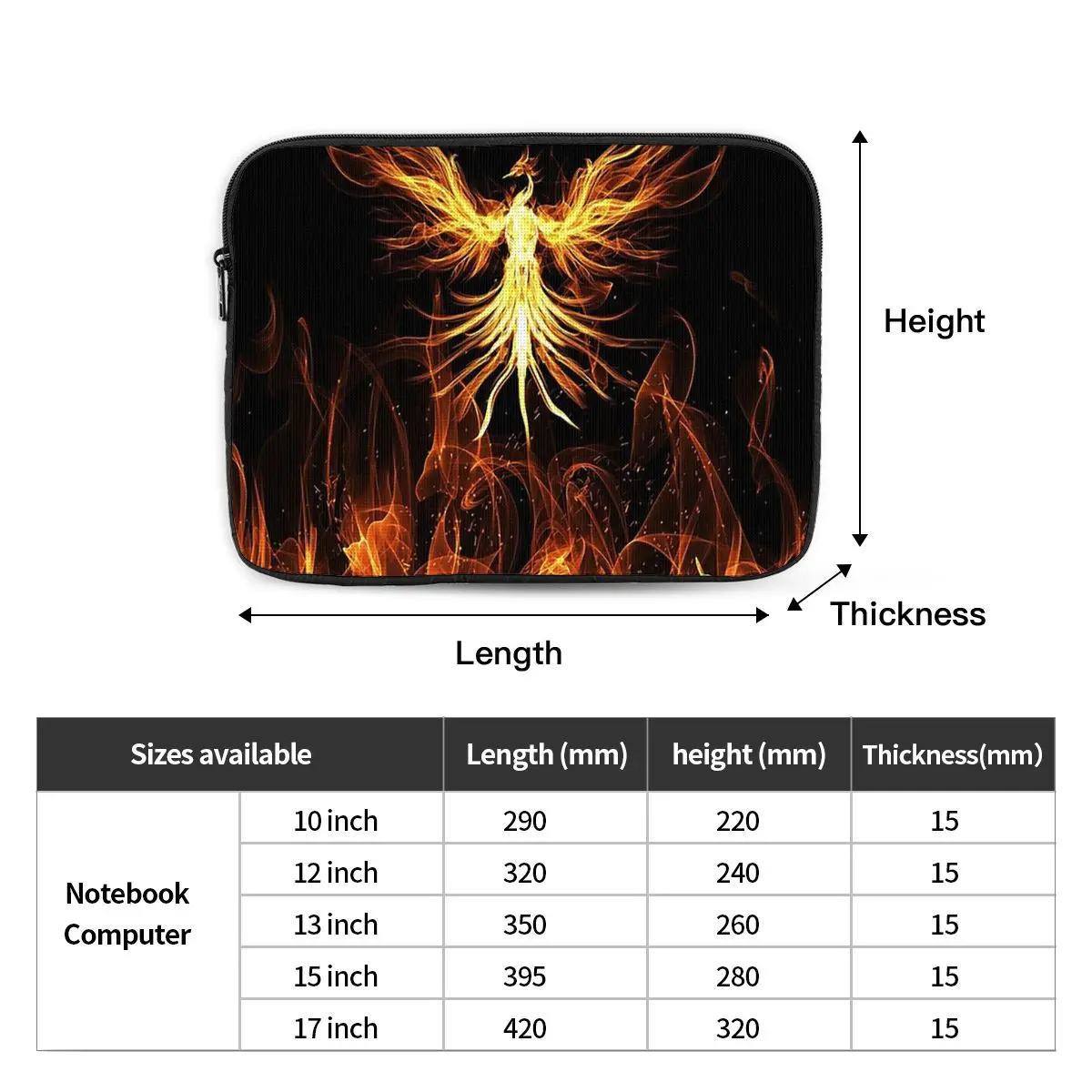 Majestic Phoenix Mythical Bird Notebook Laptop Bag 10 12 13 15 17 Inch Notebook Sleeve Cover Bag Tablet Shockproof Case Bag