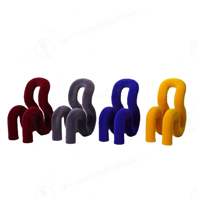 Modern Luxury Resin Flocking Chair Sculpture Ornament Creative Craft Decor for Hotel Showroom Interior Soft Furnishing