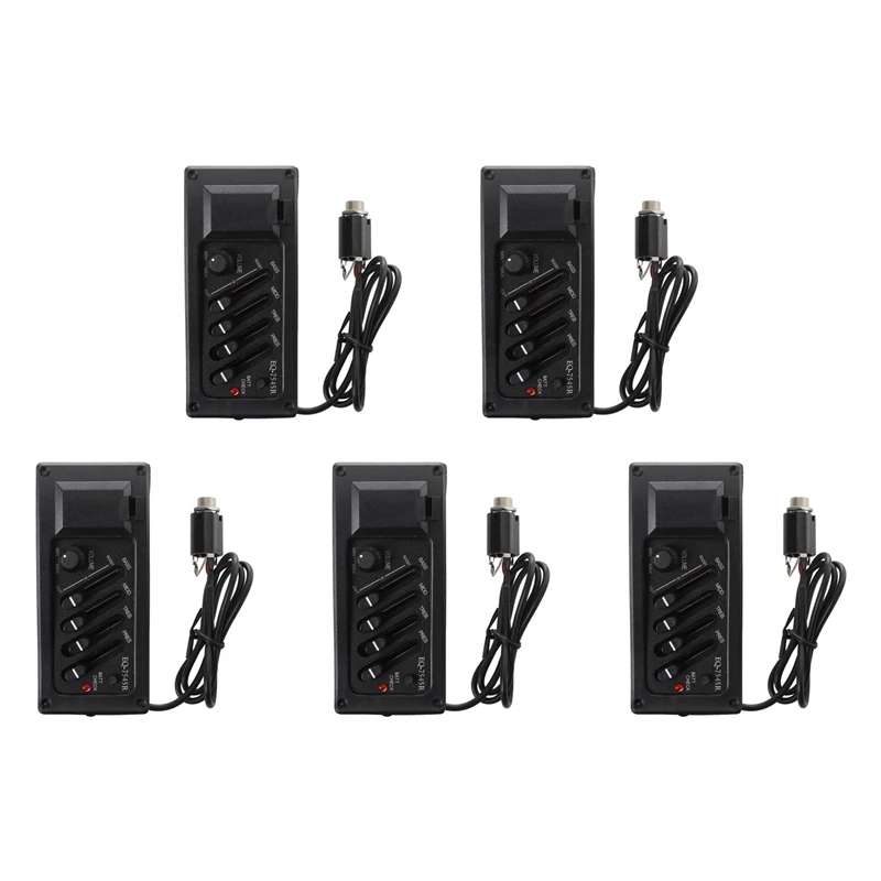 

5X Complete Kit EQ Pre-Amp Plus Pickup For Acoustic Guitar 7545R-4 Bands Plus Volume Control,Supplied With A Battery Box