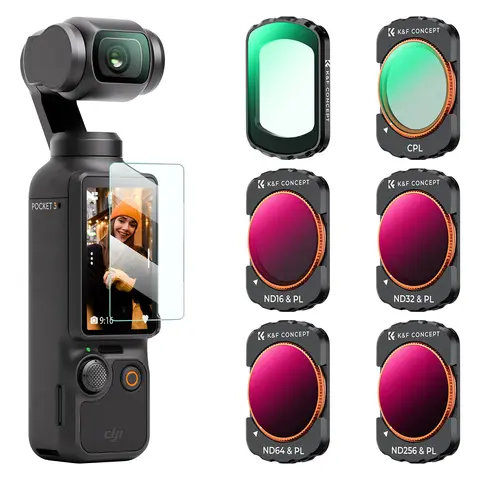 K&F Concept Manyetik UV CPL ND16/PL ND32/PL ND64/PL ND256/PL DJI Osmo Pocket 4 / Pocket 3 Lens Filtresi 6'lı Set