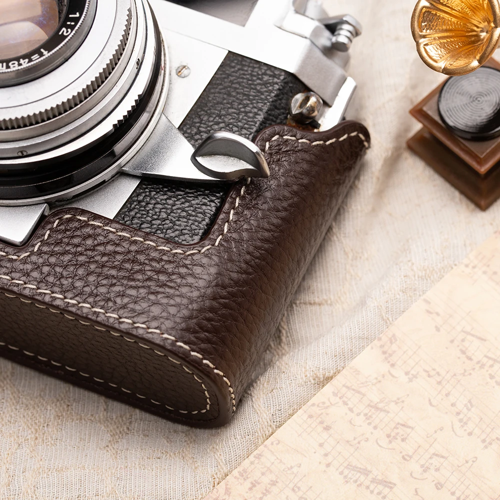 Capa protetora para konica iiia, bolsa de couro para câmera iiia, bolsa de couro genuíno, meia capa, acessórios de fotografia