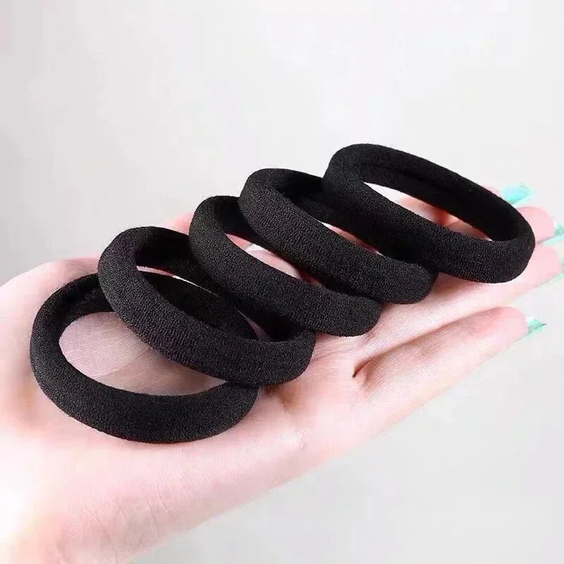 10/200 buah ikat rambut hitam untuk wanita, ikat rambut perempuan elastis tinggi karet gelang rambut ikat ekor kuda aksesoris Scrunchies