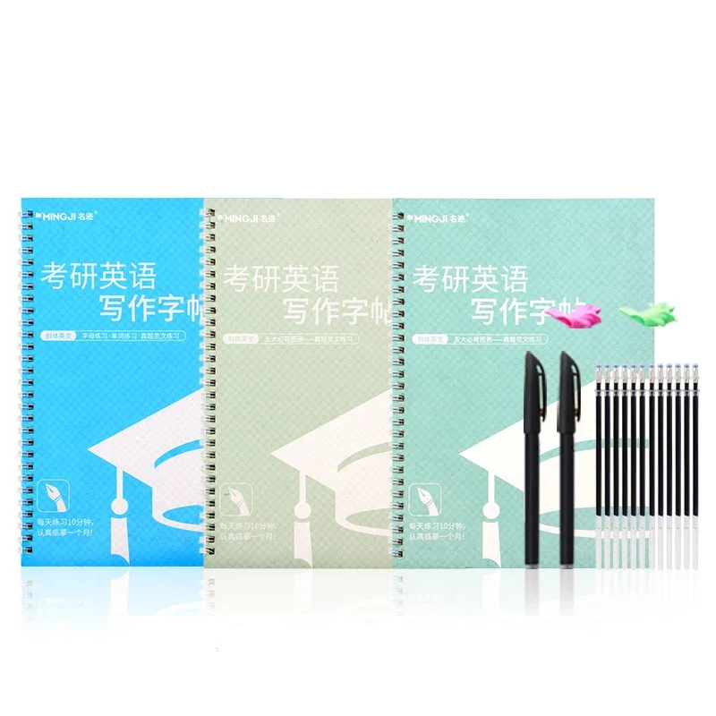 3pcs Reusable Italian Italics Groove Calligraphy Copybook English Italic Handwriting Groove Training Pen Refills Hold Tools Set