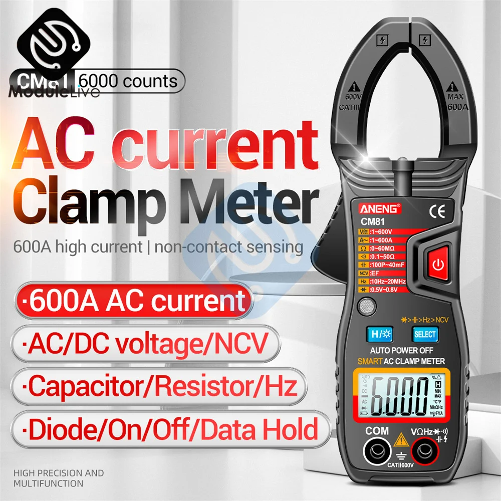 CM80 CM81 Digital Multimeter 4000 6000 Counts Clamp Multimeter Ammeter Automatic Range Universal Meter Non-contact Clamp Meter