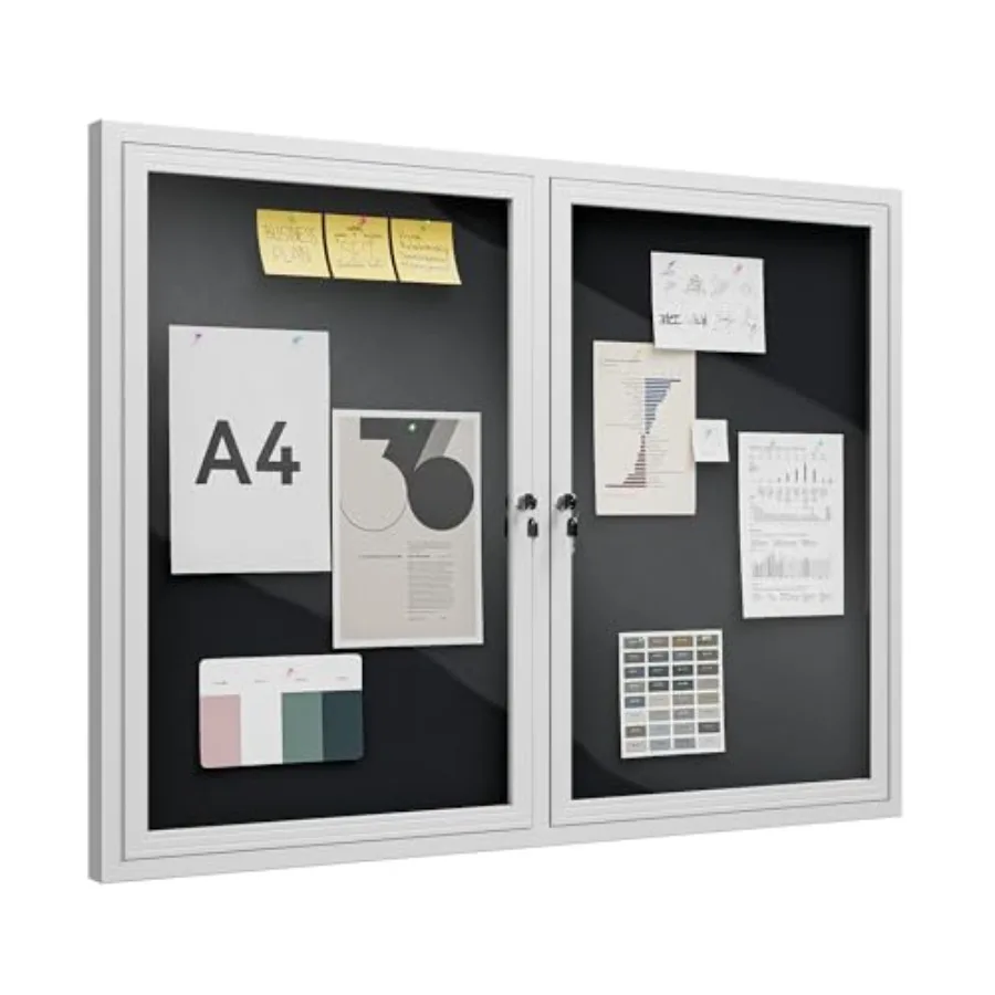 

Наружная настенная панель-витрина для объявлений 48x36 дюймов с замком, всепогодная, с алюминиевой рамой, модель A