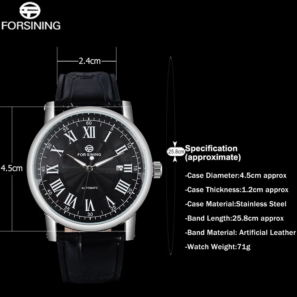 2023 FORSINING China Brand Men Watches Fashion Automatic Self Wind Watch White Dial Auto Date Rosegold Case Genuine Leather Band