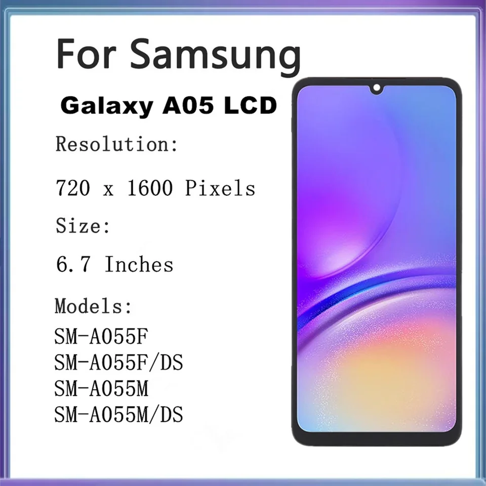 Pantalla LCD A05 de 6.7 pulgadas para Samsung Galaxy A05 A055 LCD Display Touch Screen Digitizer para Samsung A05 LCD A055M A055F/DS A055M/DS 2