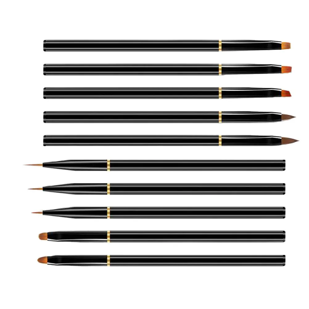 

10 Pcs Nail Art Pen Metal Comfortable Grip Reusable Manicure Tool Salon Nail Painting Brush Creative Design Easy