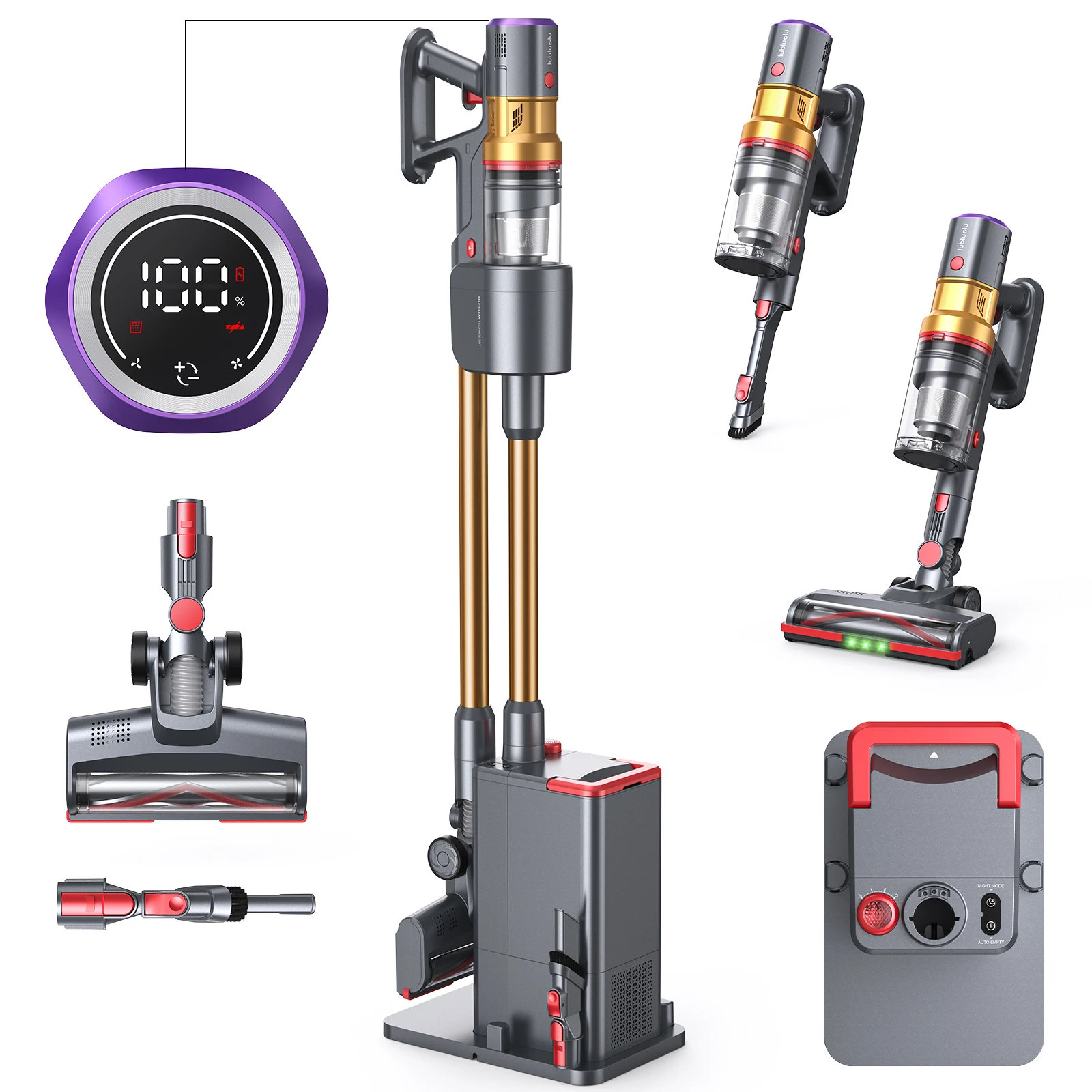 Lubluelu 400W 70KPA Kabelloser Staubsauger Handstaubsauger Haushaltsgerät mit Aromatherapie-Funktion LED-Display für Boden, Teppich und Tierhaare