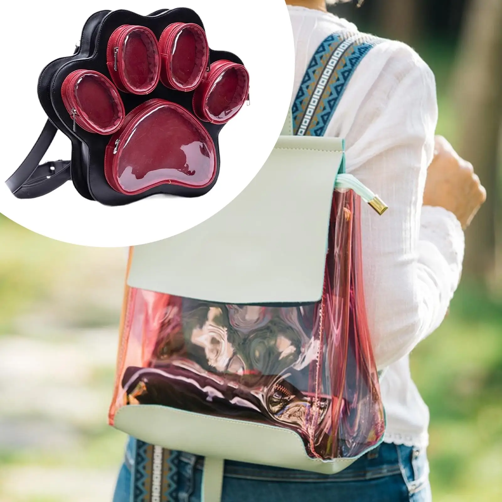 

Paw Backpack Cute PU Leather Cartoon Shoulder Bag Anime Trendy Plush Backpack for Girls Collectors