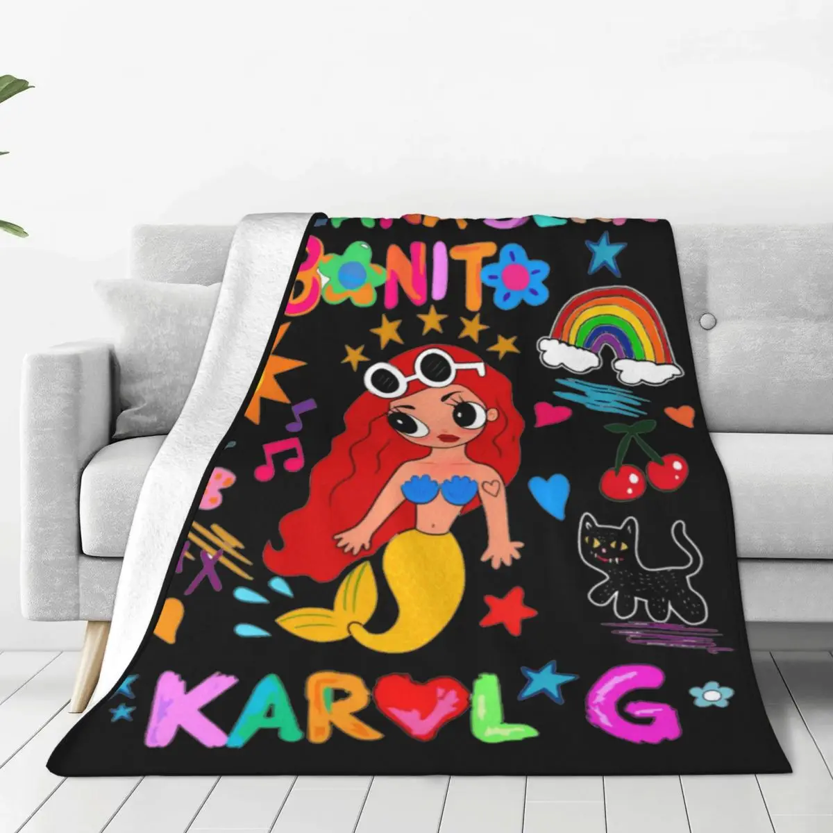 Sirenita Karol G Manana Sera Bonito Knitted Blanket Fleece Soft Throw Blanket for Outdoor Travel Bed Rug