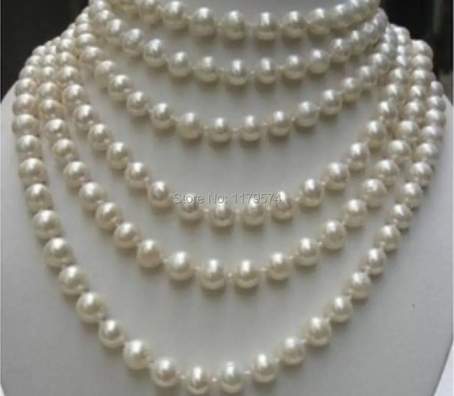 

new fashion all-match girl LONG 100 INCHES AA+ 8-9MM WHITE Akoya Cultured PEARL NECKLACE beads jewelry making