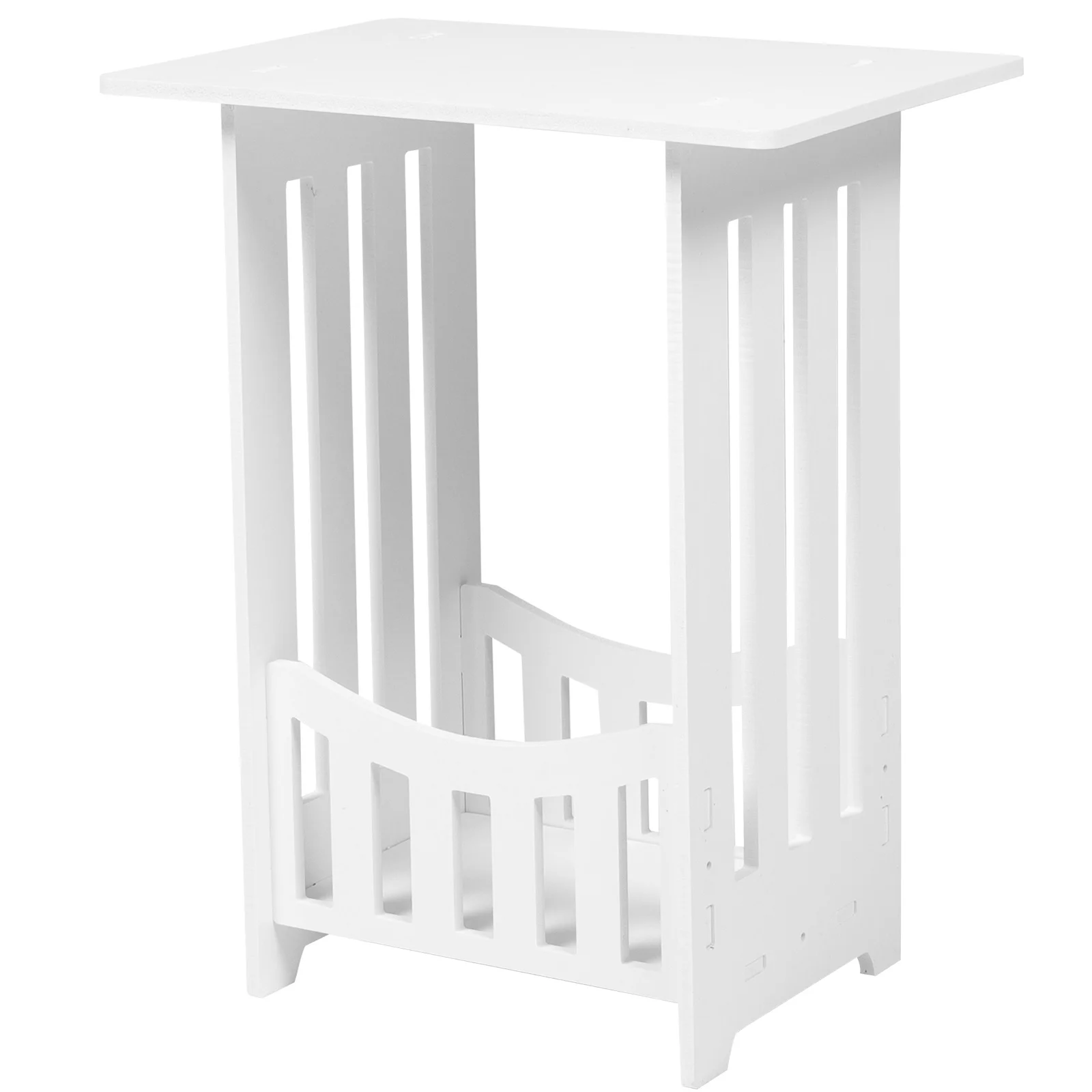 White End Table 2 Tier Boho Side Table Narrow Nightstand Storage Shelf Bedside Table Display Rack Small Spaces Bedroom Living