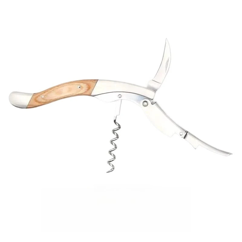 For Household Stainless Steel Wine Bottle Opener, Multi-purpose Wooden Handle Hippocampus Knife, Manual Wine Knife