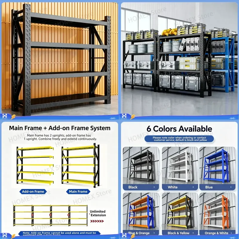 Heavy Duty Multi Layer Steel Storage Rack Warehouse Shelving Unit Supermarket Express Station Organizer Household Metal Shelf