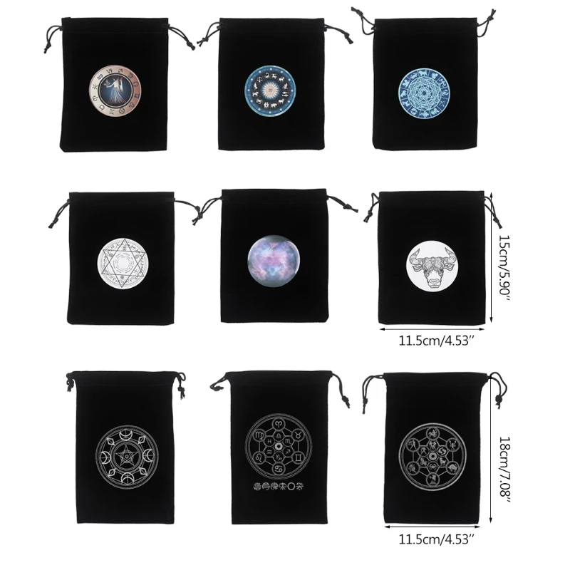 02DF Velvet Tarot Cards Storage Bag Jewelry Flannel Bag Board Game Card Mini Drawstring Package Game Tarots Storage Bag