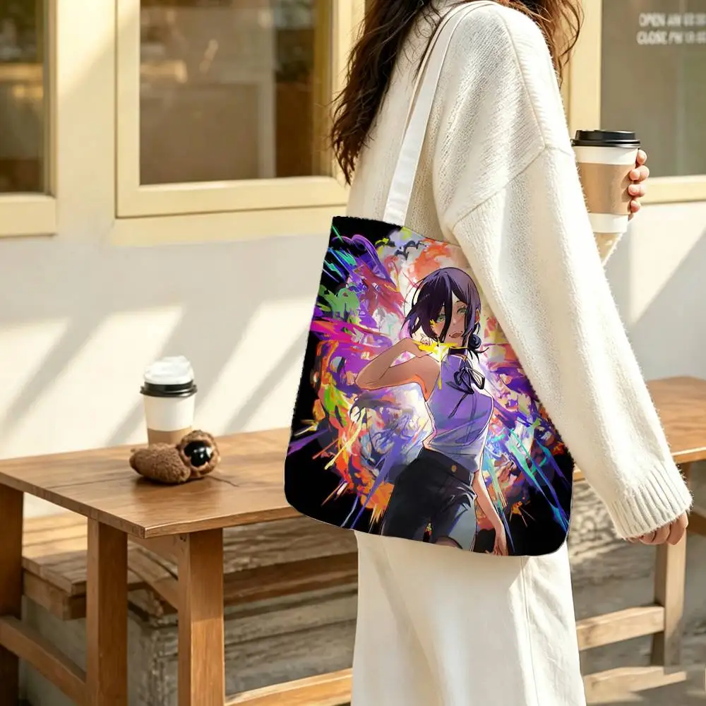 C-Chainsaw M-Man Reze Arc Print Bag Eco Shopper Cotton Jute Bag Reusable Bag Foldable Reusable Sac Tissu