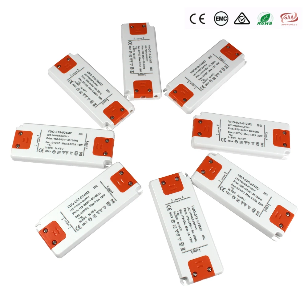 מתאם תאורה DC 12V 24V דק מאוד לספק כוח LED 6W 15W 20W 30W 40W 50W 60W AC180-260V לסטריפים LED