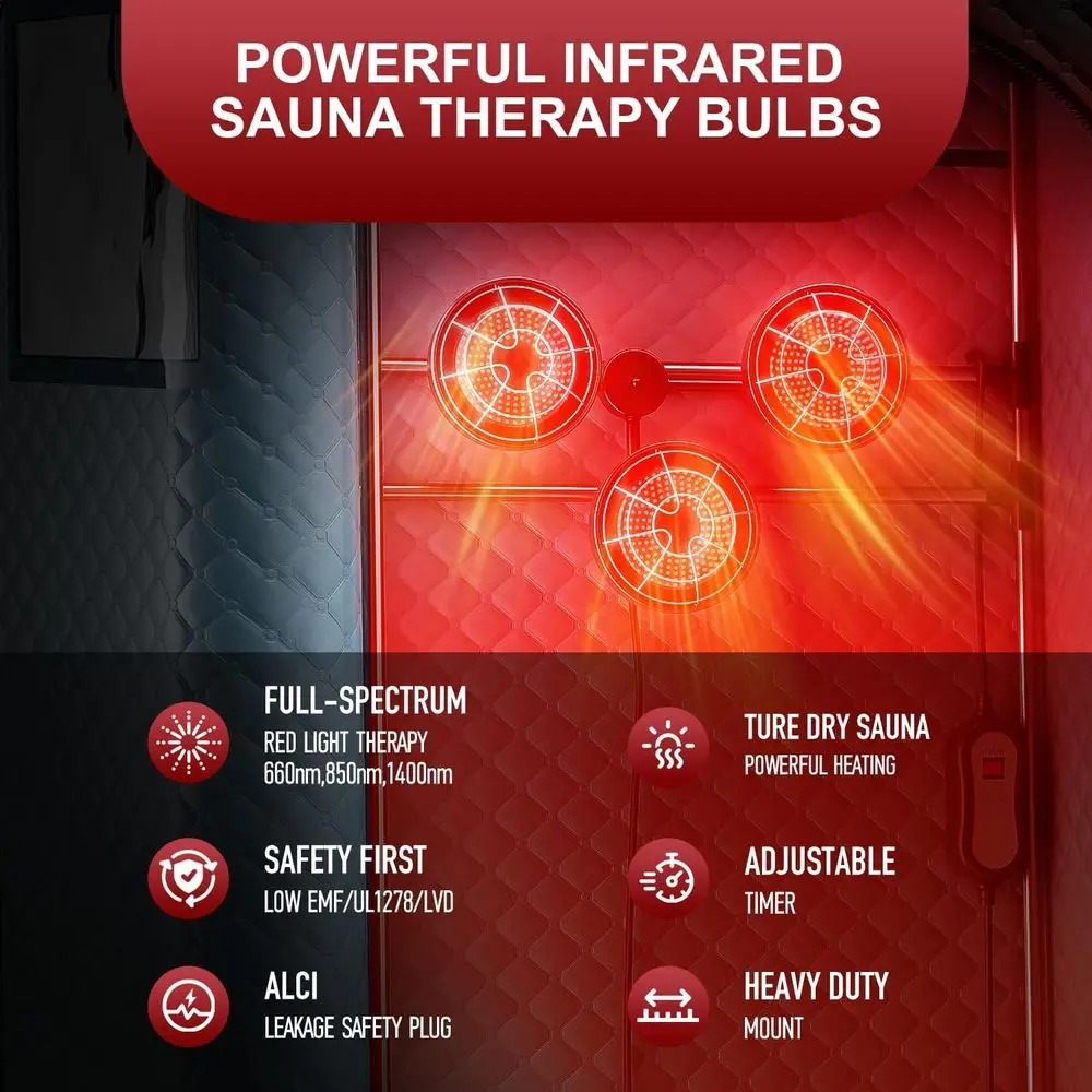 Portable Home Infrared Sauna Tent with 660nm & 850nm Red Light Therapy Bulbs for Personal Indoor Use