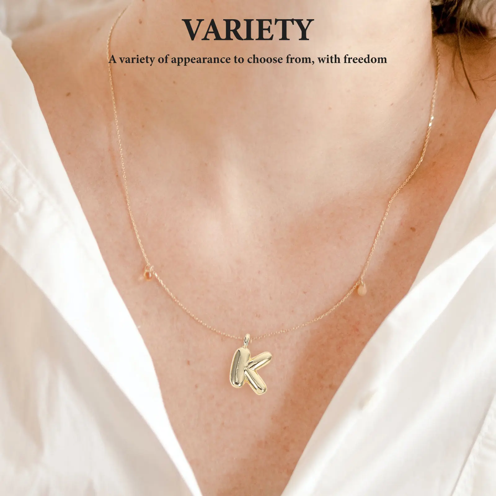 26 Pcs Initial Bubble Necklace Cursive Letters Charms Baloon Alphabet Balloon Golden Cute Jewelry
