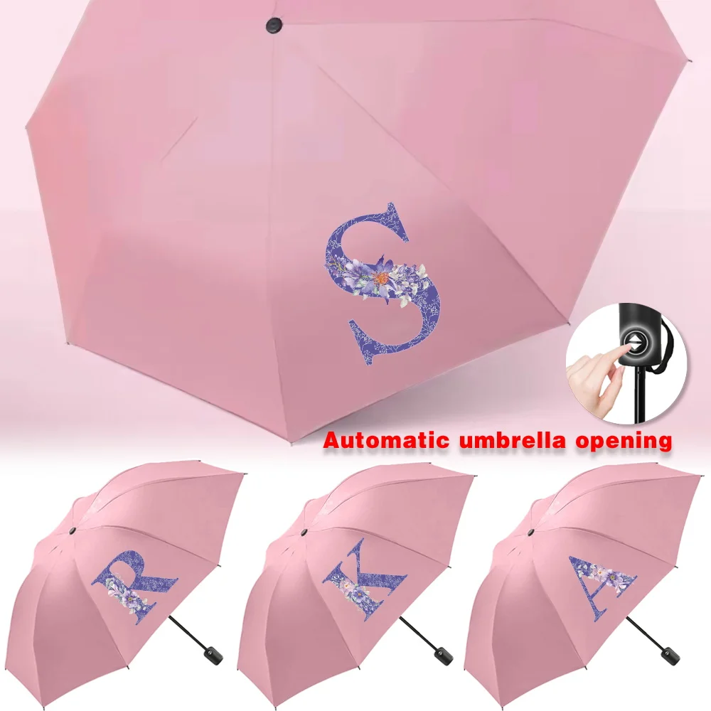 

Sunshade Sunscreen Rain Umbrellas UV Automatic Umbrella Travel Essentials Cute Print Outdoor Picnics Hiking Tours Purple flower